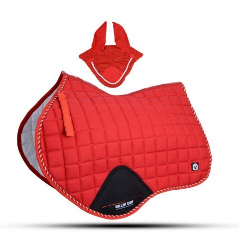 Close Contact Jumping Saddle Cloth Numnah Saddle Pads + Fly Veil