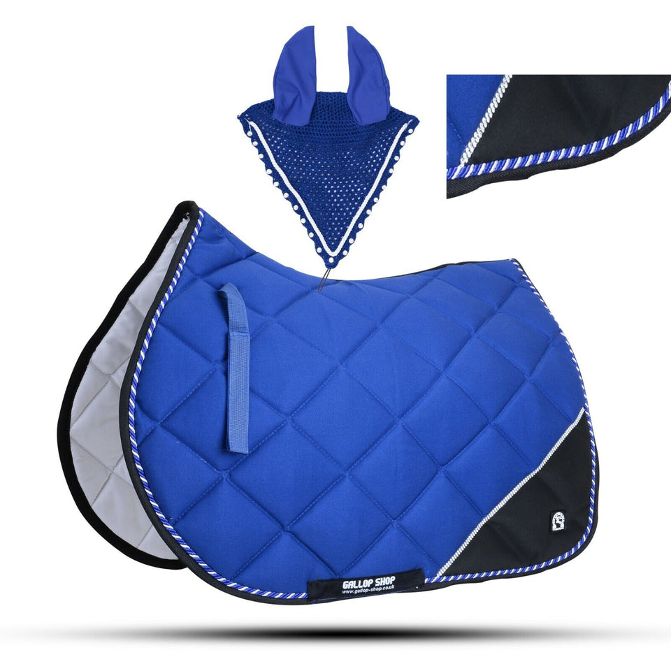 Numnah General Saddle Pads with Matching FlyVeil Set & Jewel Trimming Amara Palm