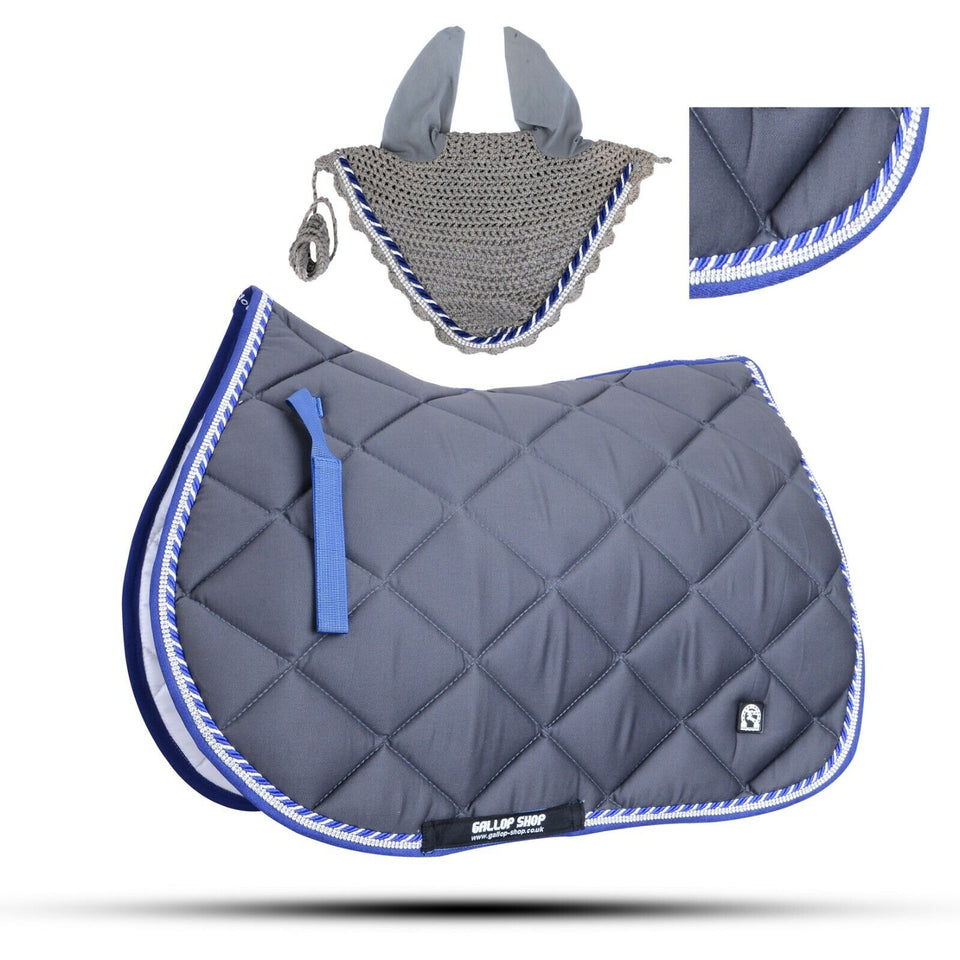 Numnah General Saddle Pads with Matching Fly Veil Set & Jewel Trimming