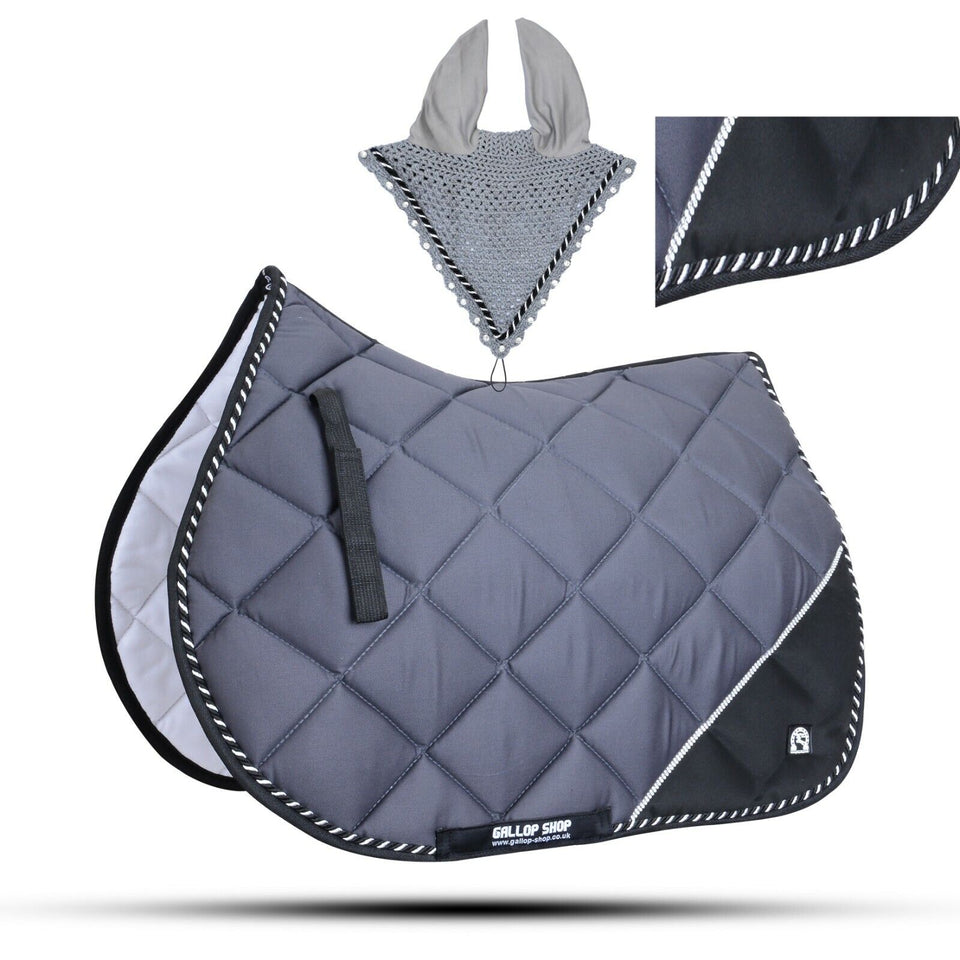 Numnah General Saddle Pads with Matching FlyVeil Set & Jewel Trimming Amara Palm