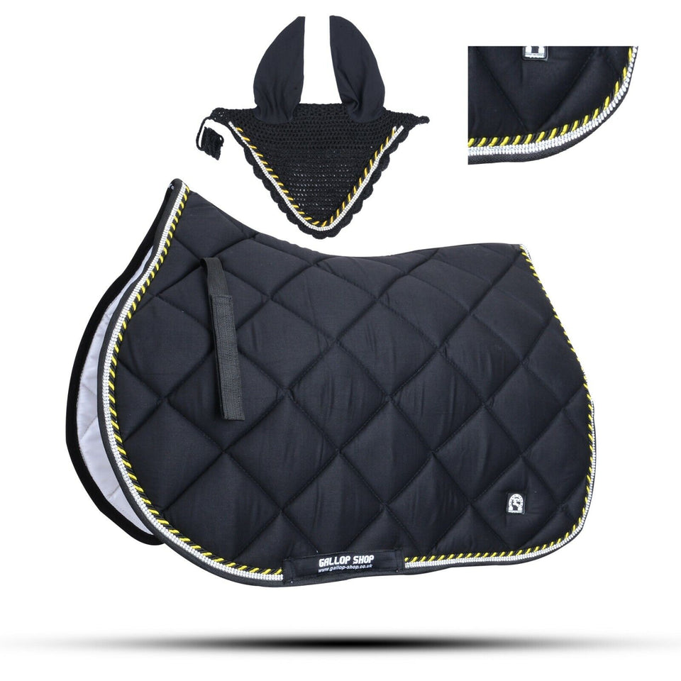 Numnah General Saddle Pads with Matching Fly Veil Set & Jewel Trimming