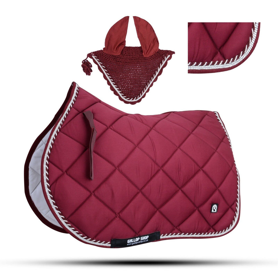 Numnah General Saddle Pads with Matching Fly Veil Set & Jewel Trimming