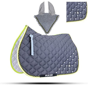 Numnah Saddle Pads with Matchy Bonnet Set With Jewel / Saddle Pad (Full, Red)