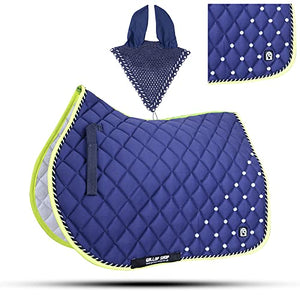 Numnah Saddle Pads with Matchy Bonnet Set With Jewel / Saddle Pad (Full, Red)