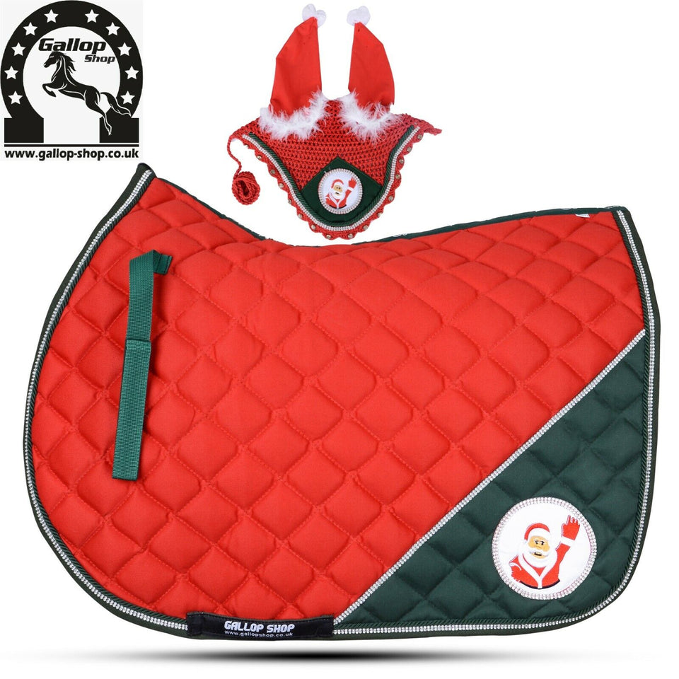 Christmas Saddle Pad / Fly Veil / Equine Saddle Pad