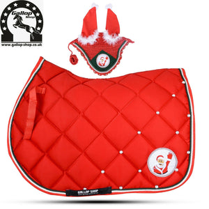 Christmas Saddle Pad / Equine Saddle Pad / Fly Veil