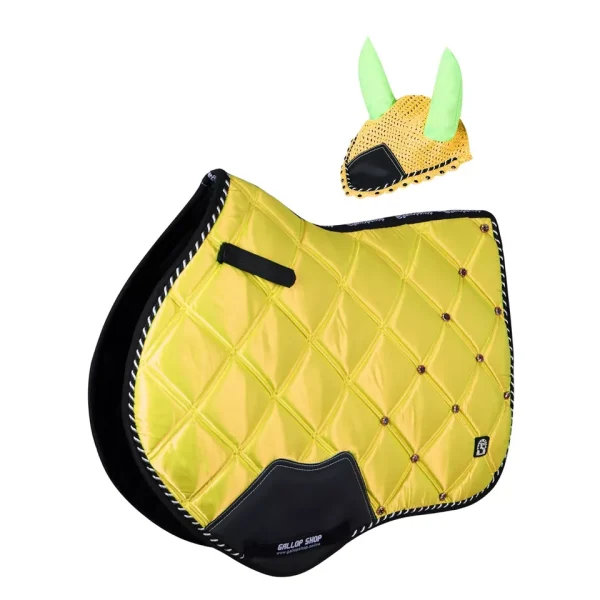 Close Contact Double Big Check Jewel / Horse Pad + Free Fly Veil - Full, F.Yellow