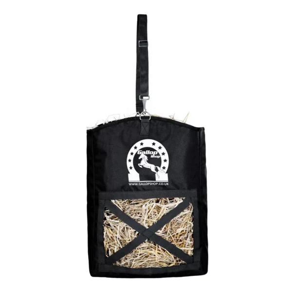 Gallop Shop Horse Hay Bag, Hanging Slow Feed Hay Feeder, Durable & Convenient - Black