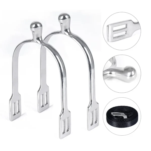 Gallop Shop English Spurs / Horse Riding Spurs / Spurs with Free Straps - Dressage Knod End Rubber