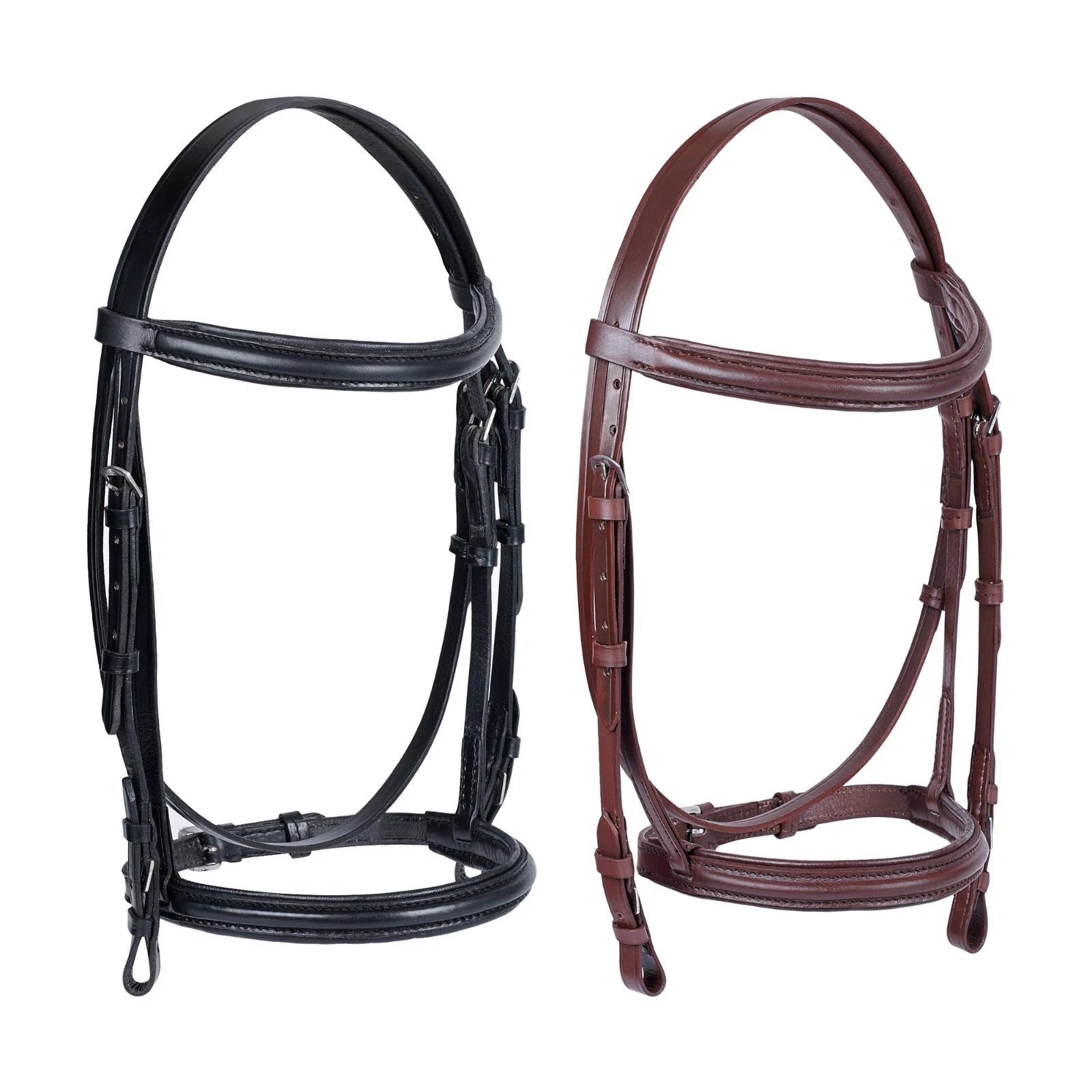 Comfort Padded Leather Horse Hunter Bridle 2 Inch Noseband Free Grip Rein
