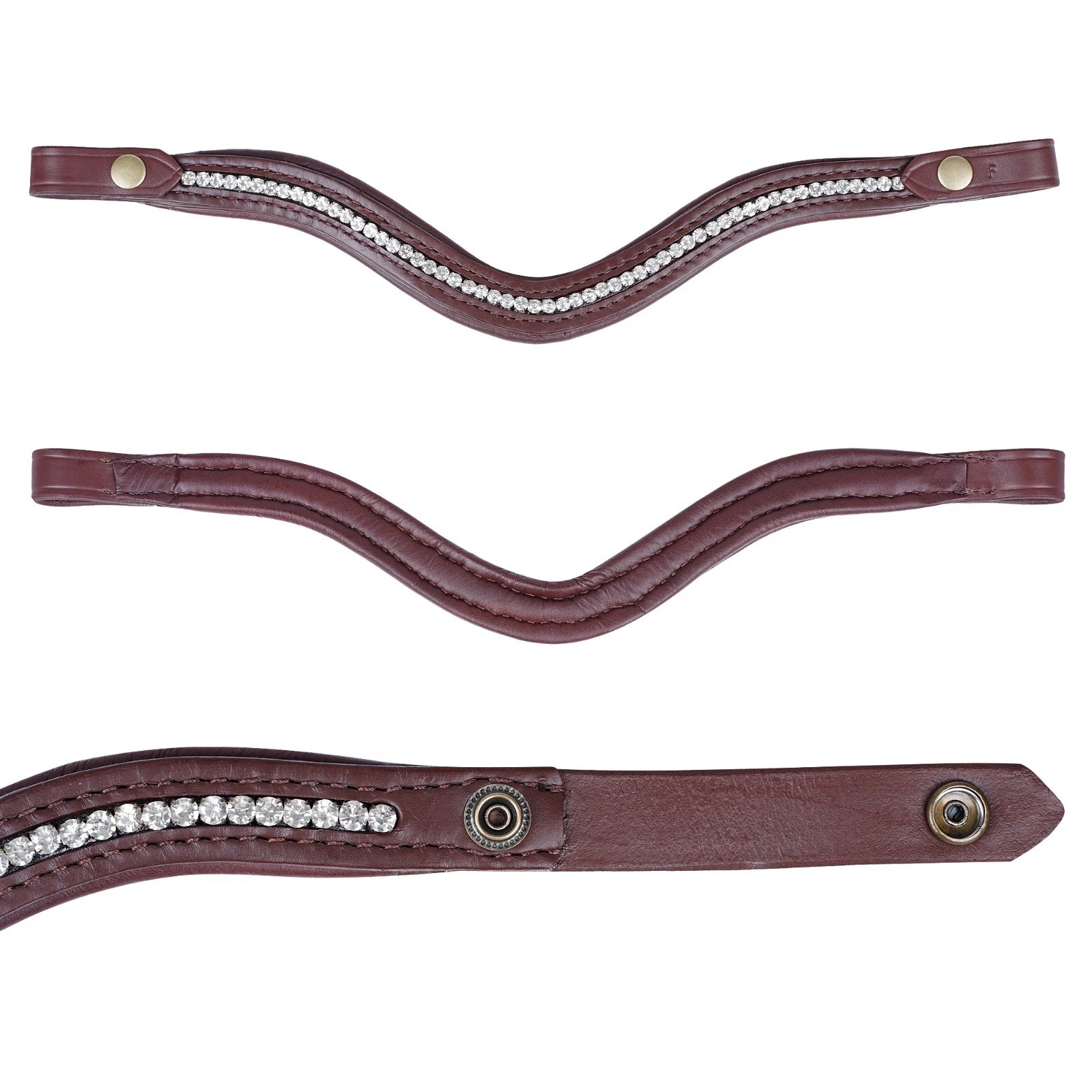 Crystal Studded Leather Brow Band, Western Horse Tack with Decorative Rhinestone - Image 12