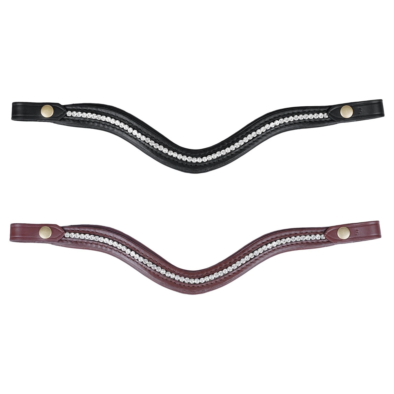 Crystal Studded Leather Brow Band, Western Horse Tack with Decorative Rhinestone - Image 2