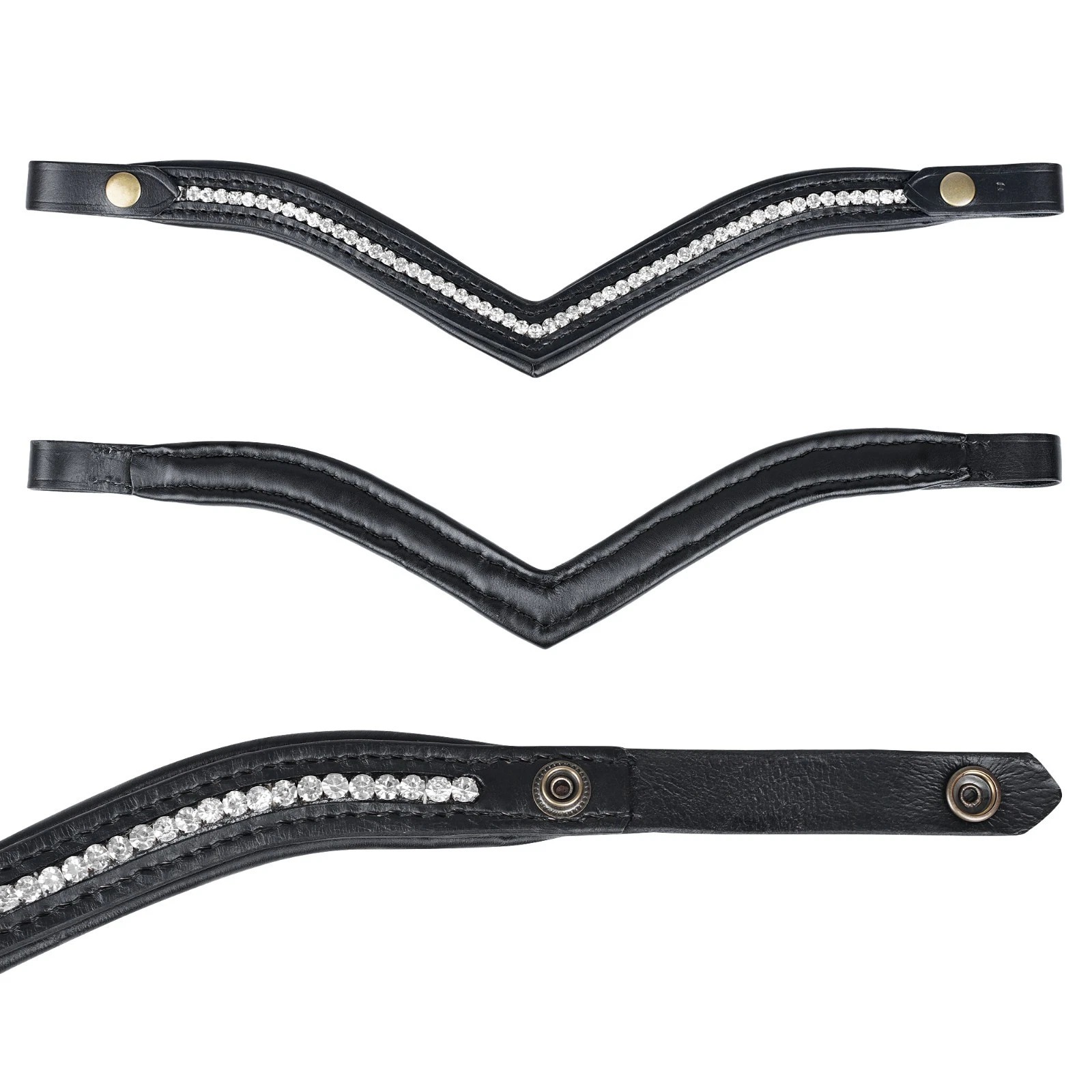 Crystal Studded Leather Brow Band, Western Horse Tack with Decorative Rhinestone - Image 17