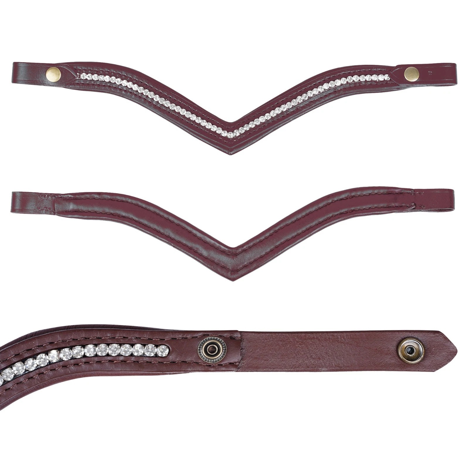 Crystal Studded Leather Brow Band, Western Horse Tack with Decorative Rhinestone - Image 21